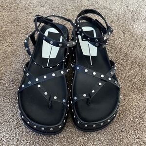 Dolce Vita Black Sandals with Metallic Studs